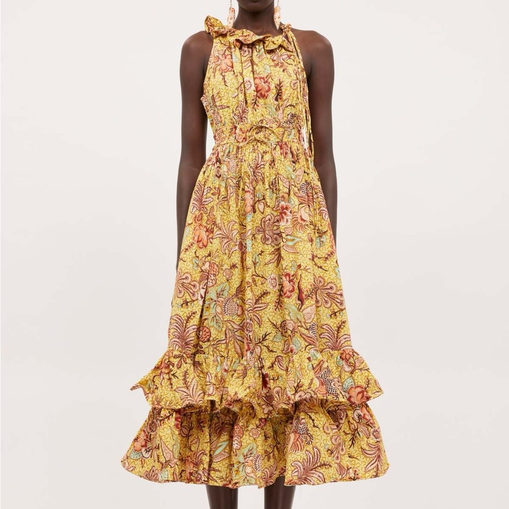 ULLA JOHNSON Delfina floral cotton midi dress Size 2